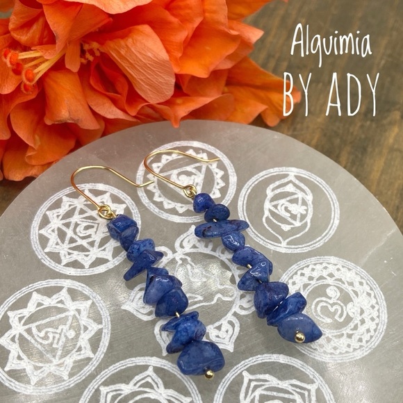 Alquimia Gold and Blue Earrings Elegant Jewelry - Picture 1 of 1